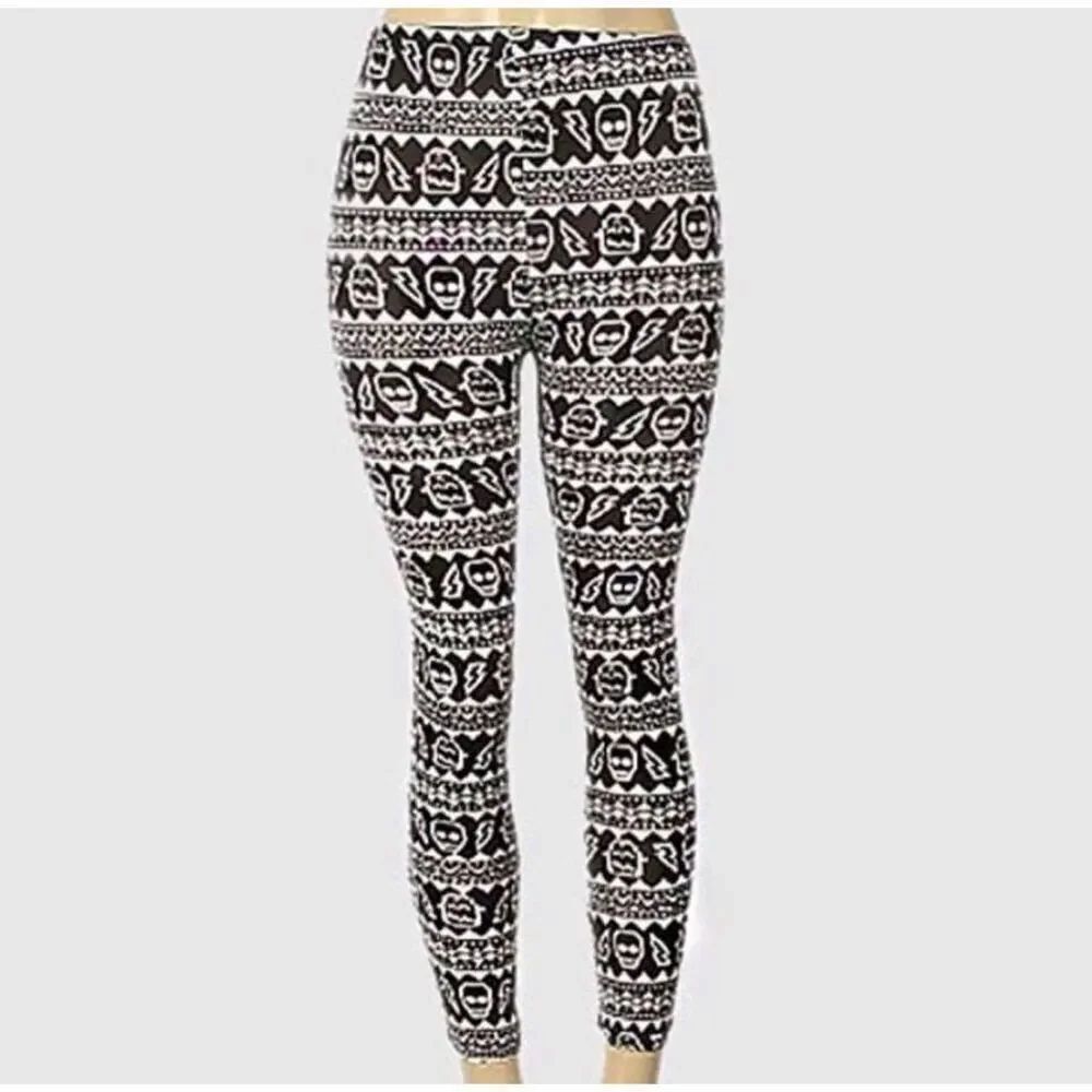 New Super Soft Day of the Dead Skull Leggings - One Size